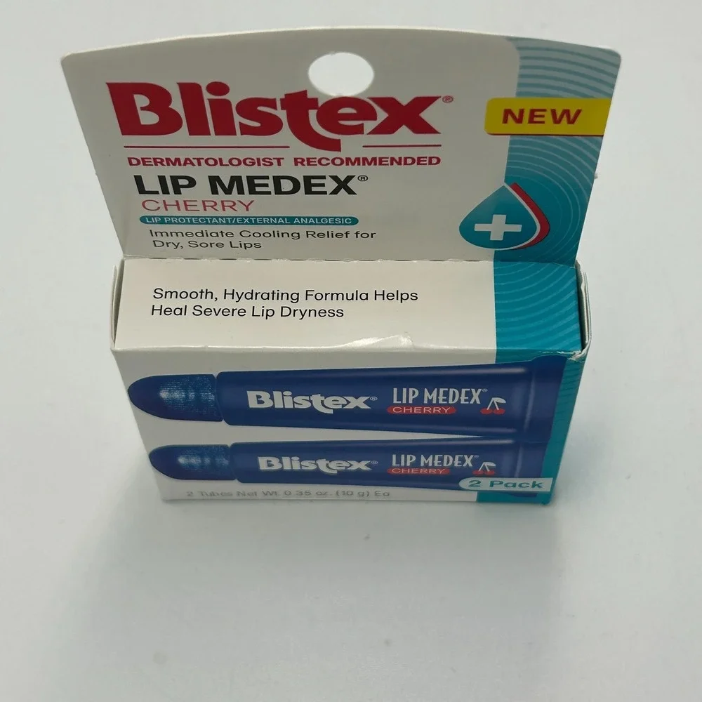 New Blistex Cherry Lip Medex 2 Count 0.35 oz Advanced Hydration Medicated Tube